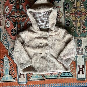 Rylee + Cru Beige Hooded Fuzzy Jacket